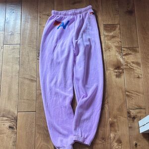 Aviator Nation Neon Purple Logo Sweatpants — size small